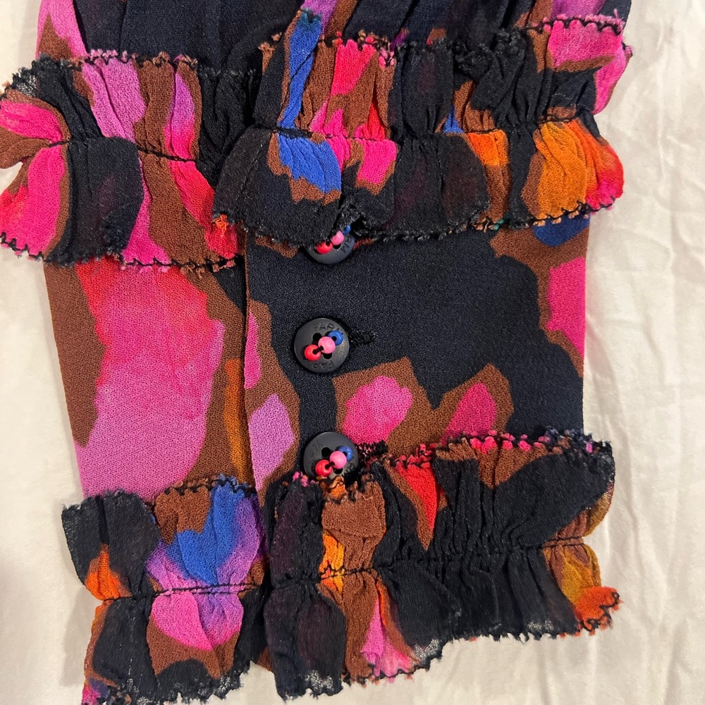 Farm Rio Iridescent Leopard Print Mini Dress With Ruffled DetailsLong SleevesNWT - Picture 10 of 10